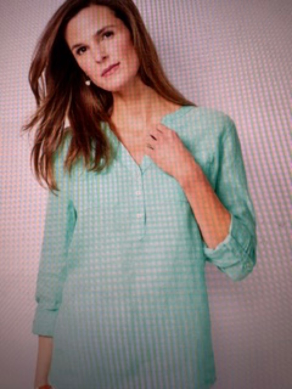 NEW WITH TAGS! Talbots Green Linen Cross-Dyed Camp Shirt, $79.50, Medium